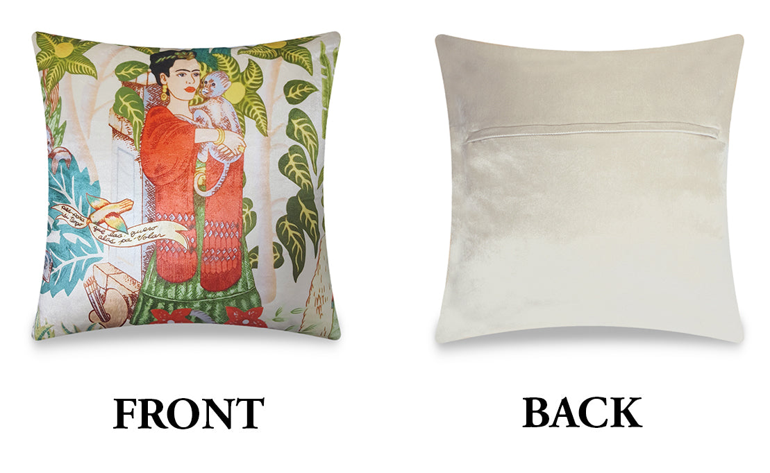  Velvet Cushion Cover Frida Kahlo and Jungle Decorative Pillowcase Home Decor Throw Pillow for Sofa Chair 45x45 cm  
