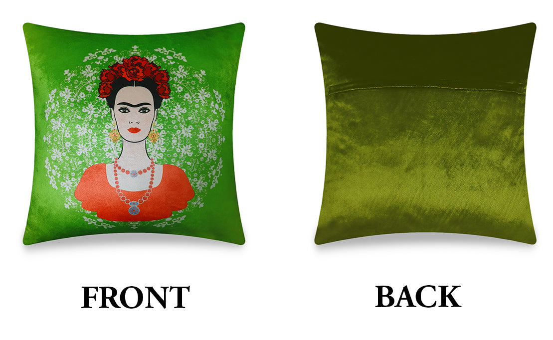  Velvet Cushion Cover Frida Kahlo and Florals Decorative Pillowcase Modern Home Decor Throw Pillow for Sofa Chair 45x45 cm 